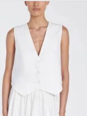 Commense White Button-Front V-Neck Tank Cotton Vest size M